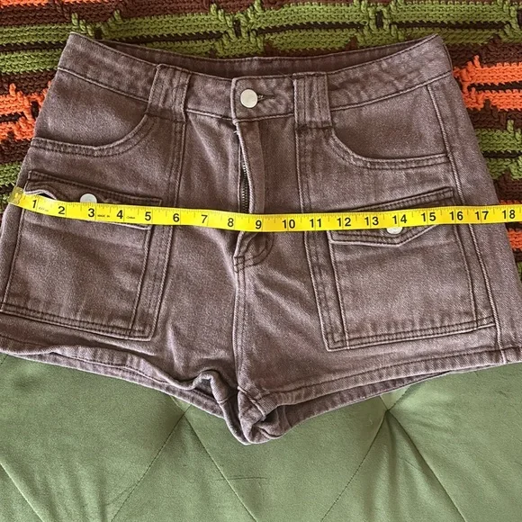 Brown High Waist Cargo Shorts - Picture 6 of 6